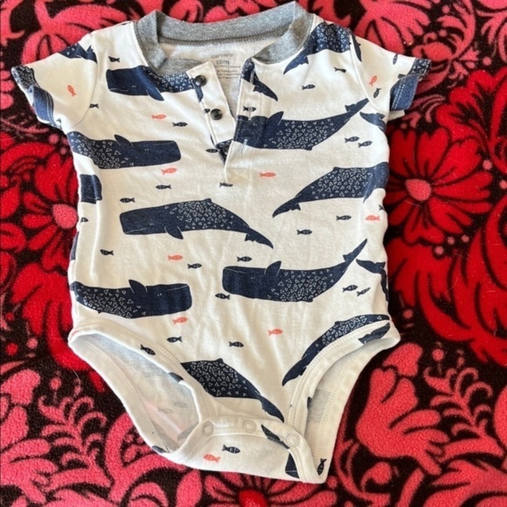 Carter's Blue Whale Print Bodysuit EUC